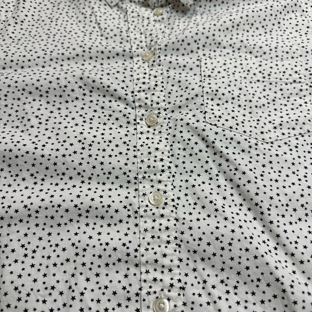 J.Crew Star Print Button Down Shirt White Black Long Sleeve Women’s M